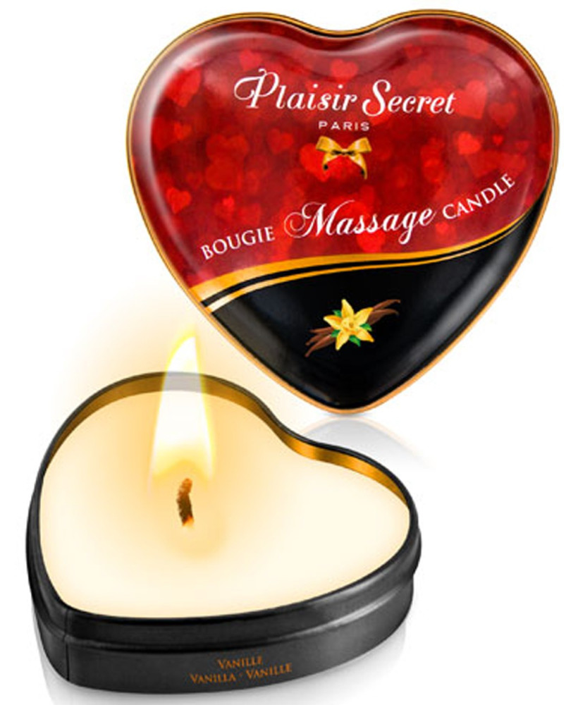 Mini bougie de massage à la vanille boîte coeur 35ml 